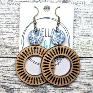 Boho Eucalyptus Circle Earrings